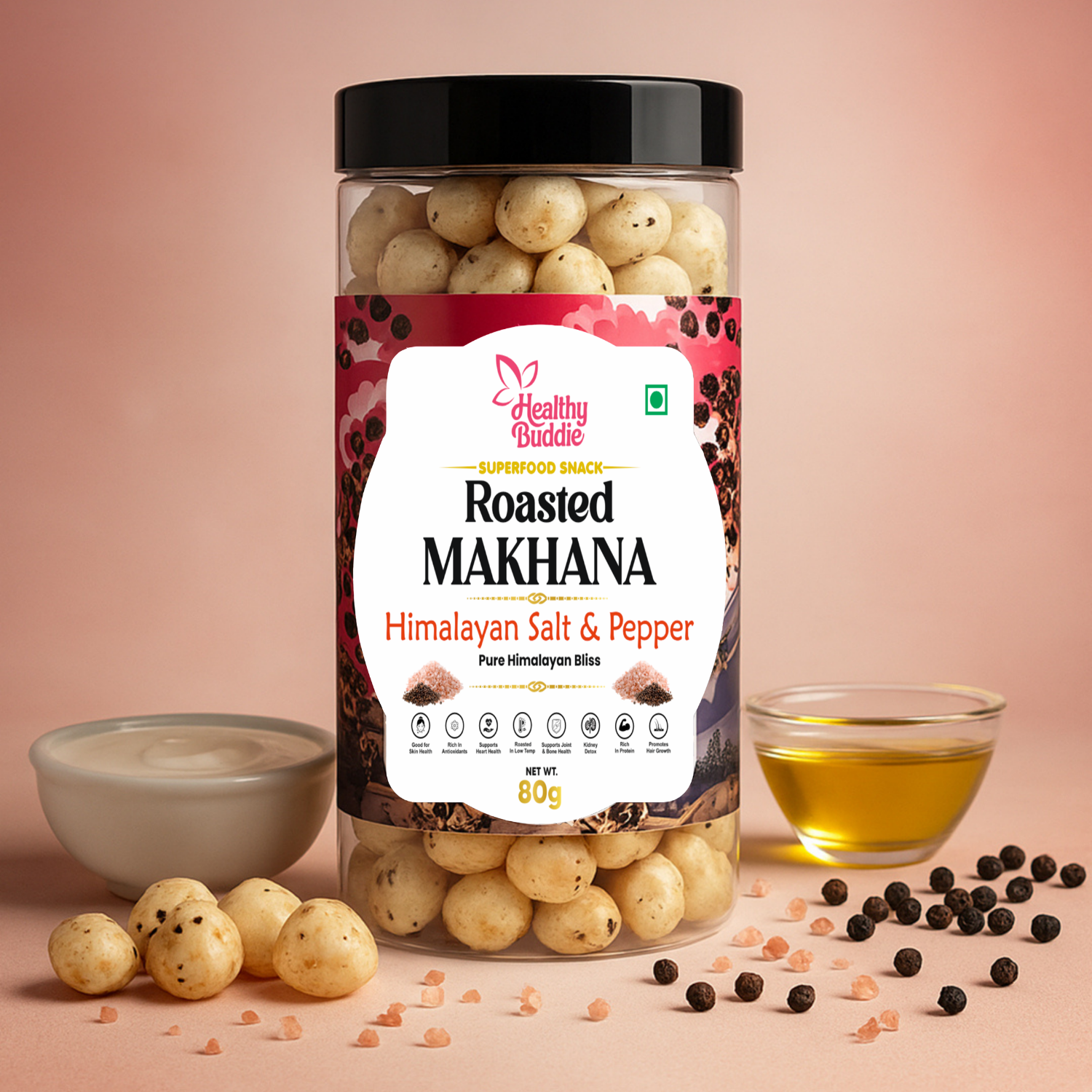 Roasted Makhana – Himalayan Salt & Pepper